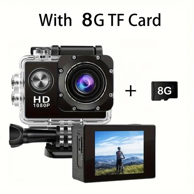 1080P Waterproof Sports Camera WiFi Ultra HD Underwater Action Cam 140° Wide Angle 30m Waterproof Camera with 8GB TF Card Christmas Gift