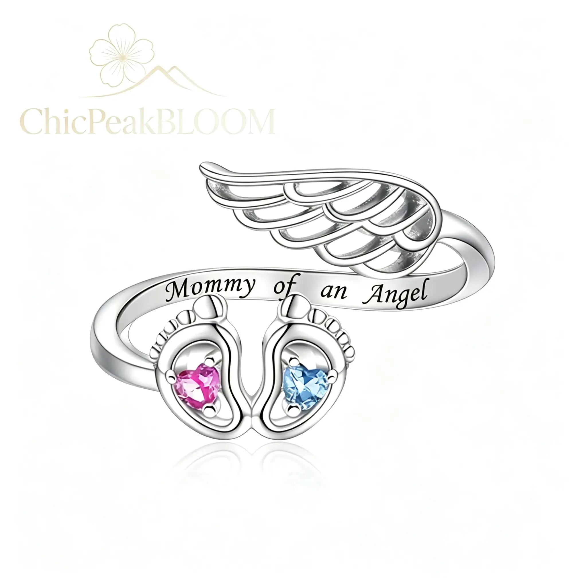 Adjustable Sterling Mommy of an Angel Ring  Stacking Finger Personalized Angel Ring Promise Engagement Gift for Mom
