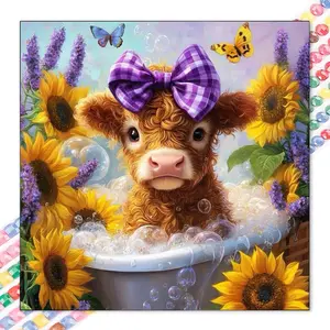 1 DIY diamond painting kit, 5D diamond art set, DIY decoration, calf, flowers, butterfly diamond painting set with full round drills, mosaic, diamond art, DIY home decor, suitable for Christmas.