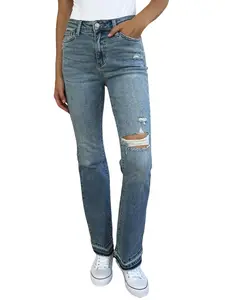 Judy Blue Mid-Rise Distressed Bootcut Jeans with Destroyed Hem