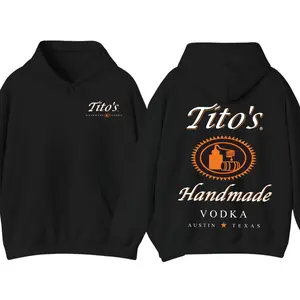 [Graphic Hoodie]Tito's Handmade Vodka Hoodie, Vintage Alcohol Graphic T-Shirt, Unisex Casual Streetwear, Party Outfit, Fun Vodka Lovers Apparel, Trendy Alcoholic Drink Shirt for Men & Women, Perfect for Parties and Events