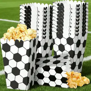 10 Football Popcorn Box Striped Paper Bags, Party Bags, Candy Boxes, Suitable for Themed Celebrations, Party Decorations | Elegant Party Box | Popcorn Box