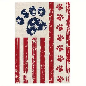 Patriotic Dog Paw and Stars 4th of July Garden Flag 12x18 Inch, Double-Sided Fade Resistant Polyester, Outdoor Yard Decor for Independence Day Memorial Day, No Flagpole Needed, Cute Dog Lover Gift