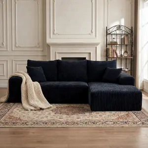 Father’s Day【2 Packages】103" Affordable Cloud  with Right Facing Chaise, Modern Soft Sectional Couch, No-Assembly L-Shaped Modular Floor , Pet-Friendly Comfy Corduroy Aesthetic Couch, Budget-Friendly， furniture living room boneless bedroom