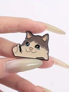 1pc Adorable Cartoon Cat Enamel Brooch - Cute Praise Badge for Clothing, Backpacks & Hats, Mixed Colors, Alloy Material - Ideal Gift for Friends & Family, Fashion Accessory
