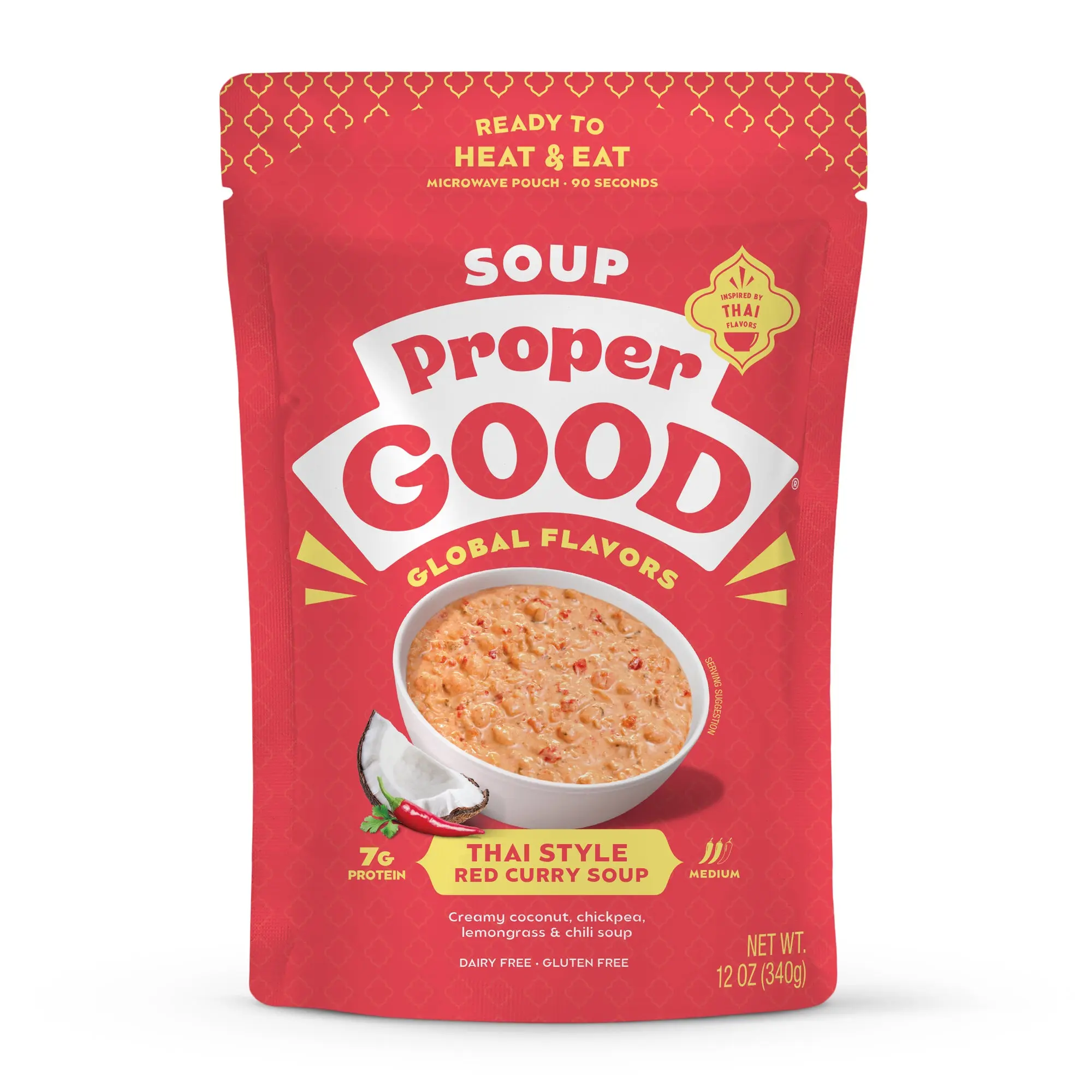 Thai Style Red Curry Soup - Easy High Protein Meal, Made with Clean Ingredients, Heat & Eat, Ready in 90 Seconds Flavor Coconut