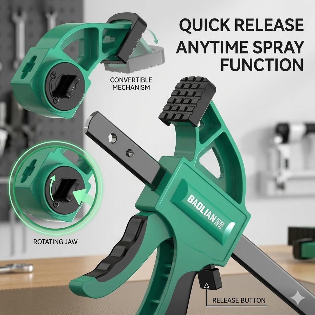 3-Pack Heavy Duty Woodworking F-Clamps Set, Super Load Limit Quick-Release Bar Clamps with Hardened Steel Rail, Non-Deforming One-Handed Trigger Clamps for Carpentry, Glue-ups and DIY Projects