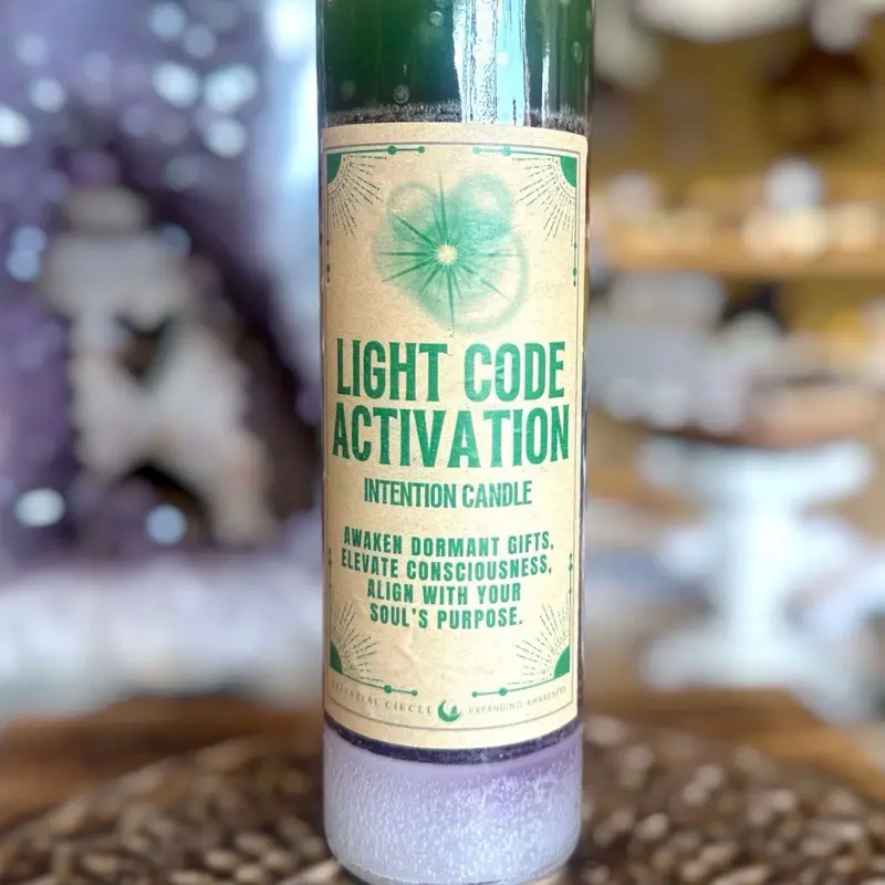 Celestial Circle Light Code Activation 7-Day Intention Candle for Spiritual Awakening with Handmade Gemstones & Herbs