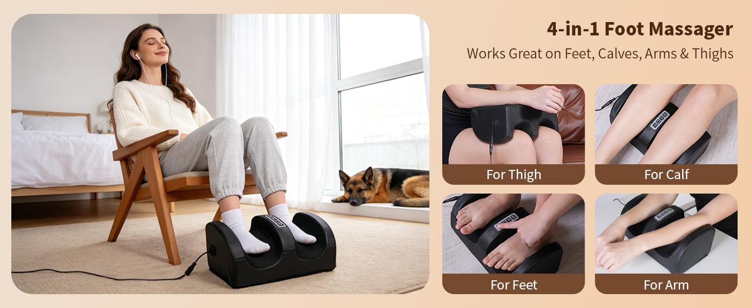 Corded Shiatsu Foot & Calf Massager with Gentle Heat, Deep Tissue Kneading Portable Massage Machine, Relaxation Gift for Mom & Dad summerwins,summerwins