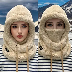 Unisex Double Fedora Knit Fabric Hat - Russian Winter Plush Mask Hat, Upgraded Thick Layer, Elastic Drawstring Closure, Lightweight Warm, 4 Colors, Outdoor Use for Cycling, Skiing, Gifting