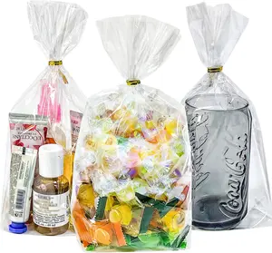 50 count 6x9 Inch Clear Cellophane  Bags with Bottom Gusset and Twist Ties  Flat Bottom Clear  Bags for Cookies, Candy, Goodies, , Party Favors and Holidays Packaging