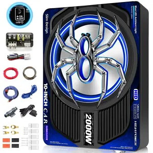 【fathersdaygift】Subwoofer TANVSO 2000W 10-in Slim Powered Underseat Car Subwoofer & Amplifier Package, Built-in Class D Amplifier & DSP, Blue LED Switch, Low Pass Filter, Bass Boost for Trucks, SUVs sound system