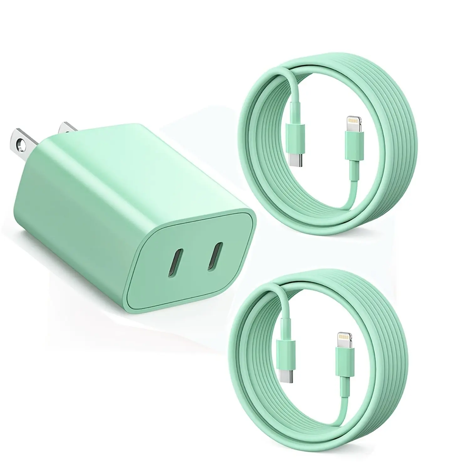 For iPhone 14 Charger Fast Charging,40W Dual-Port USB-C Charger with  2 pcs Type-C to Lightning Cables for iPhone 14/13/12/11/XS/XR/SE - Pink, Purple, Green