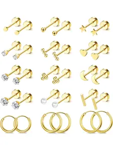 Hypoallergenic Small Flat Back Stud Earrings, Plated Surgical Stainless Steel, Unisex Tiny Screw Back Design, Stud Earring Jewelry