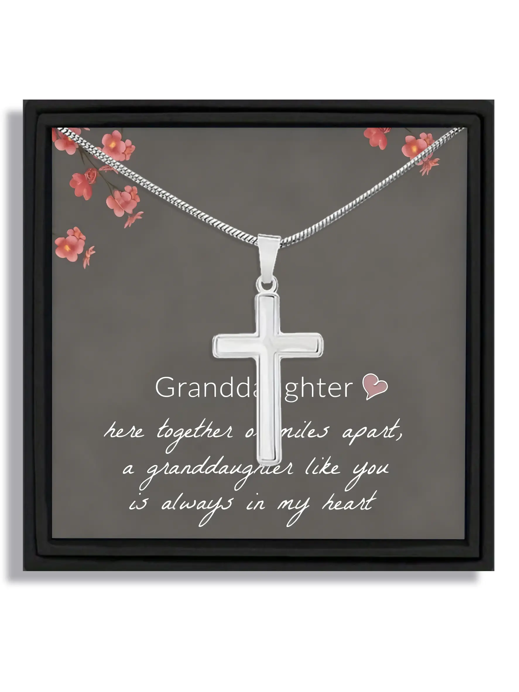 Gift Box Set Valentine's Day simple cross serpentine chain necklace for granddaughter with blessing card and box
