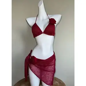Women's Stylish 2-Piece Halter Neck Bikini Set, 2026 Design, Adjustable Straps, Solid Colors, Breathable Polyester Swimwear, Beach Summer Vacation Outfit