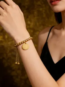 Customizable Bead Bracelet with Engravable Tag - Stainless Steel Adjustable Slide Chain, Personalized Initials Name Gift for Men Women, Dainty Pearl Bead & Pendant TikTok Jewelry for Christmas, Valentines Day, Graduation