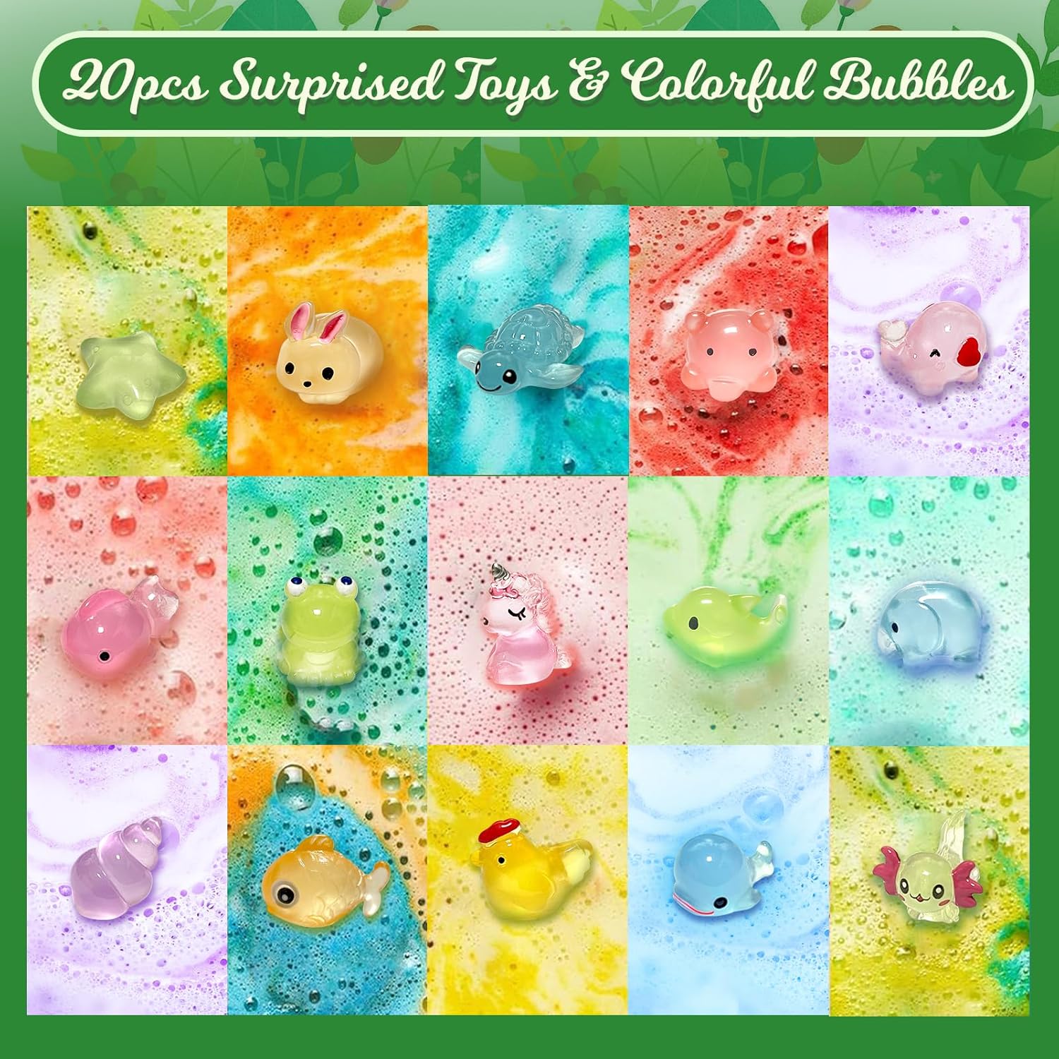 20 Pack Kids Bath Bombs with Toys, Easter Bath Bomb Gift Set, Bubble Bath Fizzies, Easter Basket Stuffers for Boys & Girls”