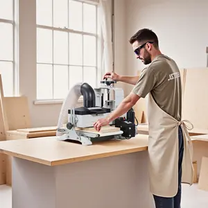 10" Benchtop Drum Sander, 1HP 1725RPM Dual Motor Drum Sander for Woodworking - Variable Speed Conveyor Belt & 4" Dust Collection Port for Cabinet Making & Furniture Finishing