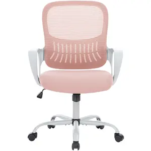 Office Chair - Ergonomic Office Chair with Back Support, Home Office Desk Chairs, Comfy Desk Chair, Computer Chair, 330lbs Wide Seat Big and Tall Office Chairs for Students (Pink)Office Chair, Ergonomic Desk Chairs 330LBS Capacity High Back Mesh Computer