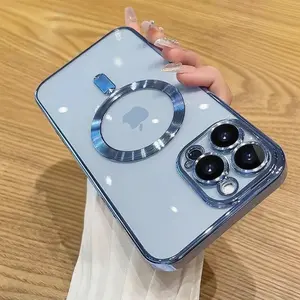Luxury magnetic wireless charging transparentprotective case, suitable for iPhone16, 15, 14, 13.12Pro Max Plus shockproof durabie non-vellowingsilicone shell Cover Protection Screen ProtectorCasing iPhone16promax case iphone16procase Cellphone Smartphone