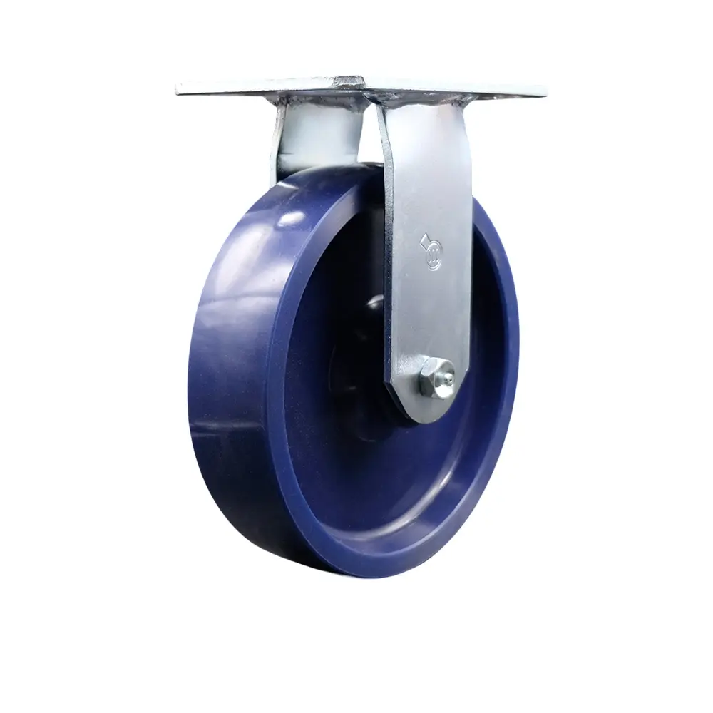 Service Caster SCC-35R820-SPUR Heavy Duty Large Top Plate Solid Polyurethane Swivel Caster with 8 x 2 in. Blue Wheel - 1200 lbs Capacity per Caster