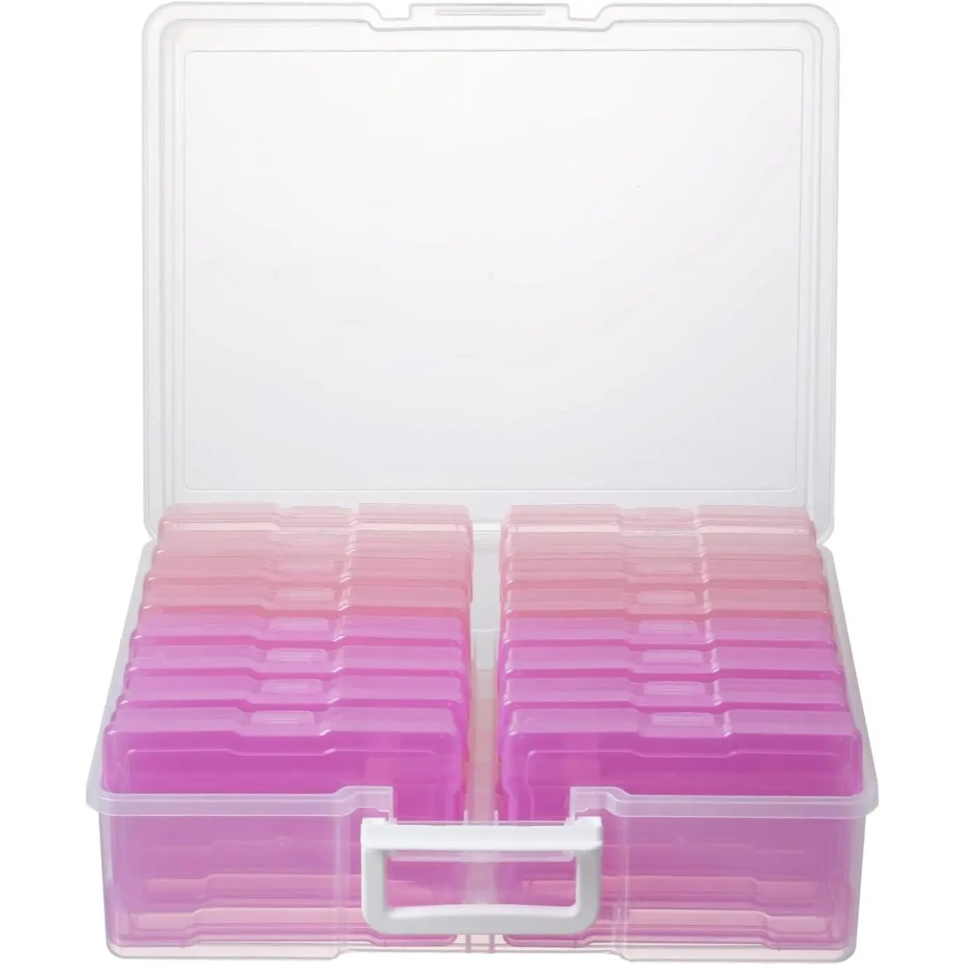 4" x 6" Photo Organizer Storage Box with Handle - 16 Inner Photo Cases, Holds 1600 Photos, Portable Picture Organizer for Photos, Cards, Stickers, Scrapbooking -  Gradient