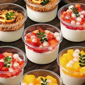 50 Pack Clear Plastic Dessert Cups with Lids, Reusable Break-Resistant Treat Cups for Pudding, Mousse, Cake, Yogurt, Ice Cream, Jelly, Coconut Jelly and Oat Bowls, Mini Serving Cups for Party, Picnic and Dessert Display