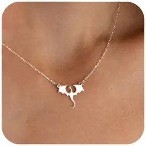 Stainless Steel Dragon Necklace for Men Women, Minimalist Cool Dragon Pendant Necklace Gift