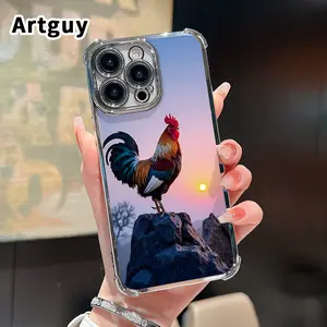 Rooster at Sunset Mobile Phone Case for iPhone 17 16 Pro Max 15 Plus 14 13 12 11 E Air Four Corner Anti-drop Shockproof Non-slip Silicone Transparent Protective Cover