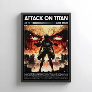 Attack on Titan Poster, Eren Yeager, AOT Anime Digital Poster, Anime Gifts, Anime Wall Art for Kids Room, Decor Wall Collage, Gifts.
