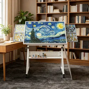 1500 Pieces Jigsaw Puzzle Table, White Metal Puzzle Board with 4 Sorting Trays, Practical Puzzle Accessory and Ideal Gift for Adults