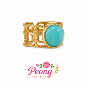 R340 - Opening Blue Stone Trendy Ring!