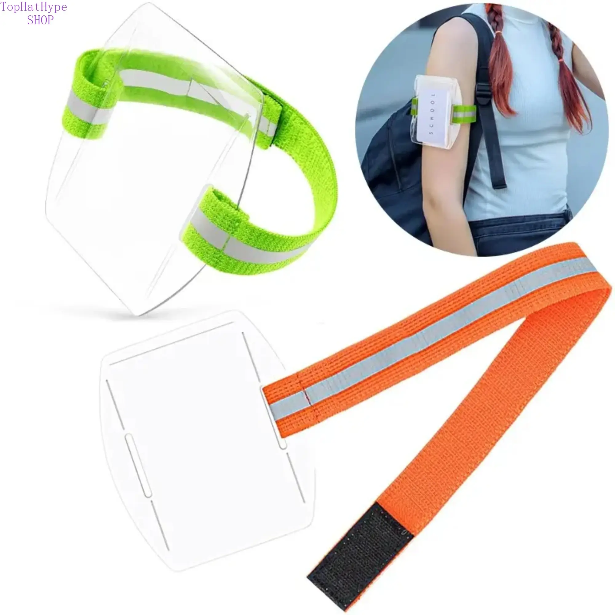 Multifunctional Adjustable Arm Band Set, Transparent ID Holder Strap, High Visibility PVC Arm Band for Office & Sports Employees, Outdoor Sports Accessories, Comfortable Arm Cuffs