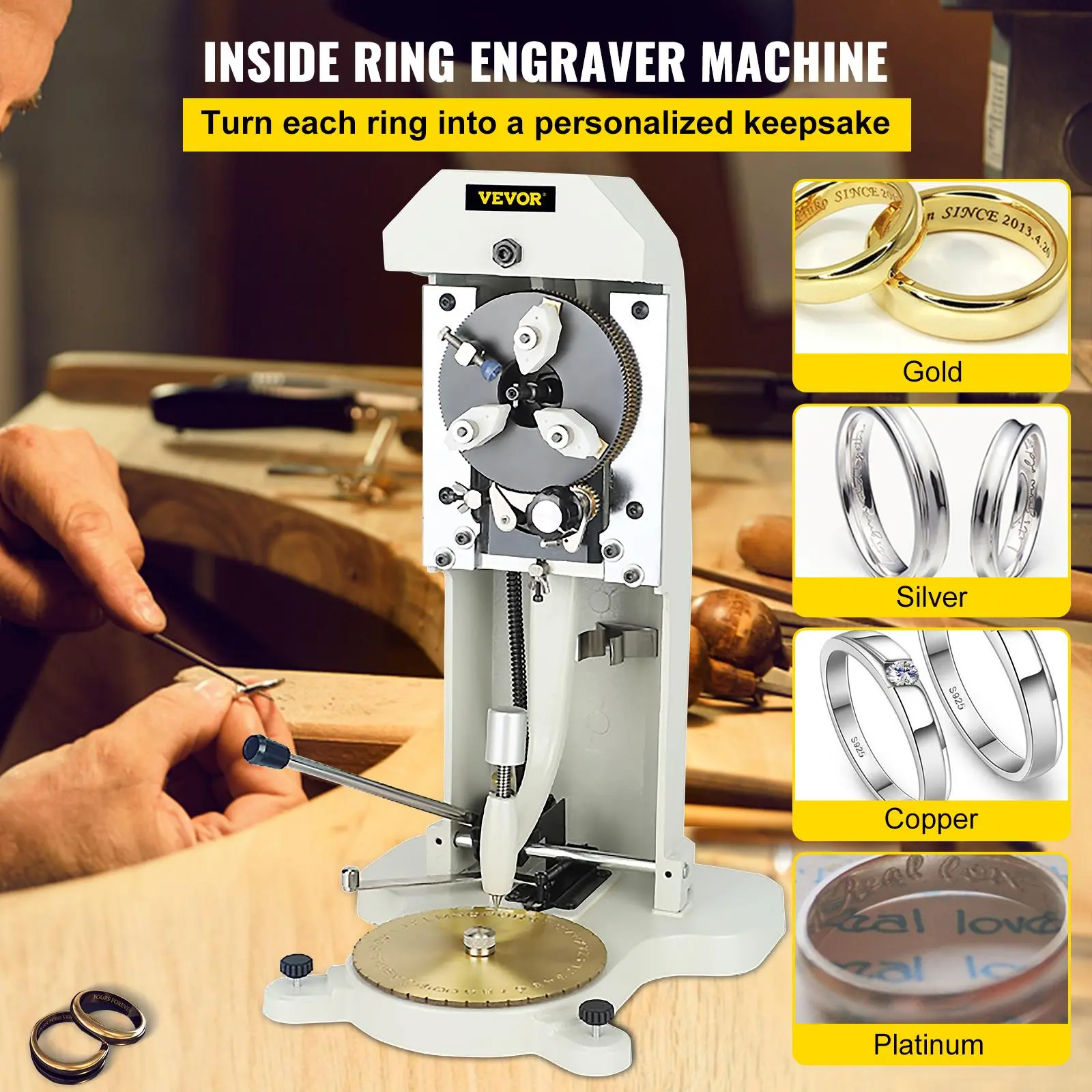 【Summerfinds】VEVOR Inside Ring Engraver Double Sided Dial Ring Engraver Stamper 1.5mm-2.0mm Character Letter Block Ring Engraver Machine for Rings Inner Engraving