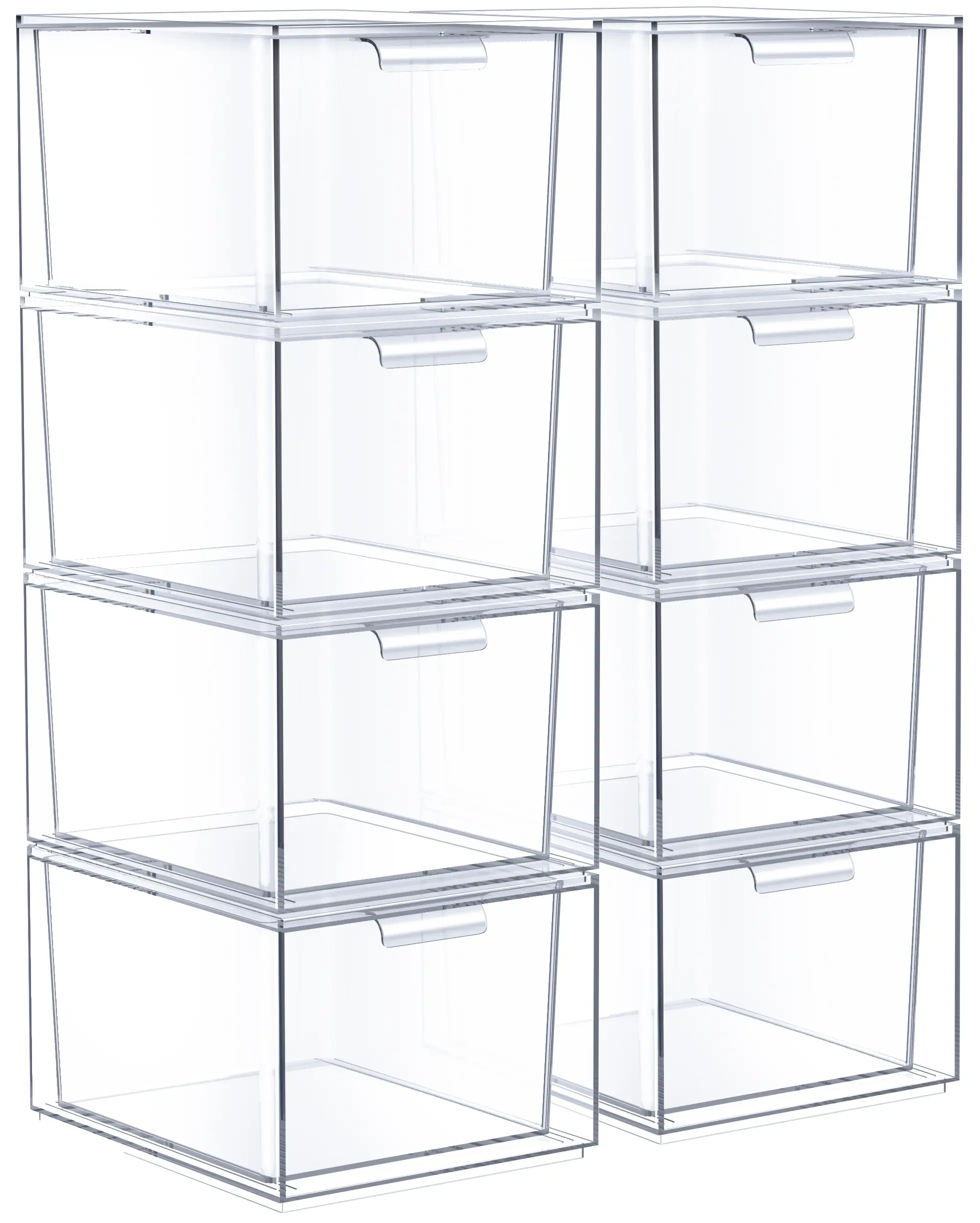Sorbus Clear Stackable Acrylic Makeup Organizer with 8 Drawers and Plastic Storage Bins for Office/Home Boxes Smooth Transparent Container
