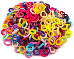 350 PCS Colorful Mix Soft Cotton Hair Ties - Small, Crease-Free Baby Hair Elastics for Kids, Finger Ponytail Holders