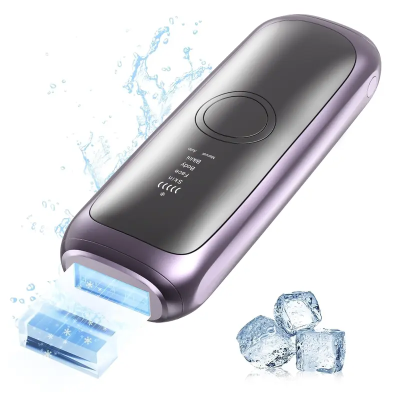 Glowre No-Plastic Ice-Cooling IPL Hair Removal Machine - Adjustable At-Home Face, Body & Bikini Tool with 5 Energy Levels, Default Settings for Painless Smooth Skin Self-Care Beauty Use