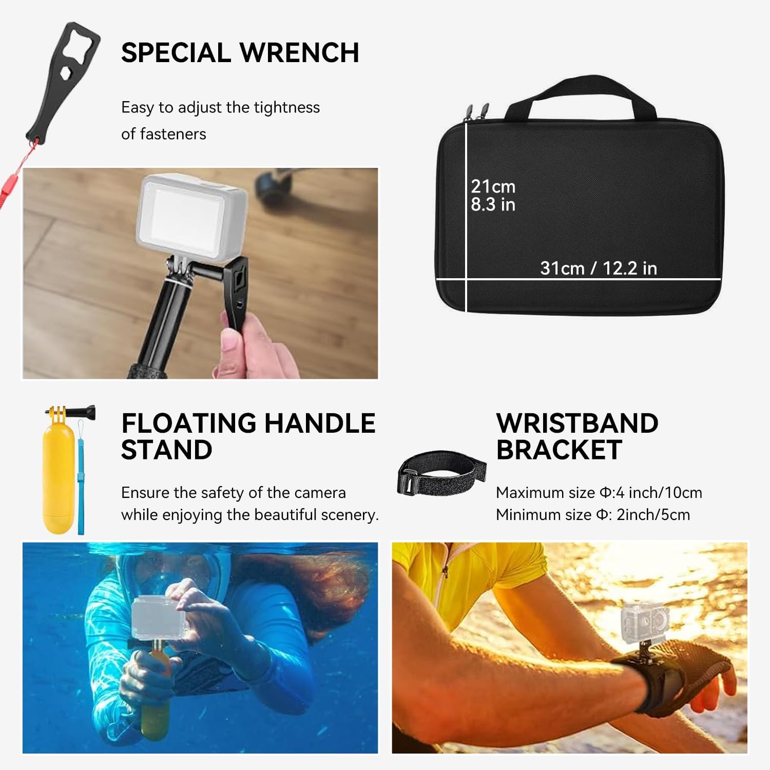 50 in 1 Action Camera Accessory Kit with Gopro Hero 12 11 10 9, DJI OSMO 4 3 2, Insta360 X3 X2 GO 3, SJCAM, DBPOWER, Campark, Sony Sports DV