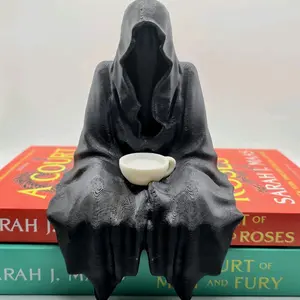 Grim Reaper with Tea Cup Bookshelf Decor- 3D Printed Bookish Decor Gift Gothic