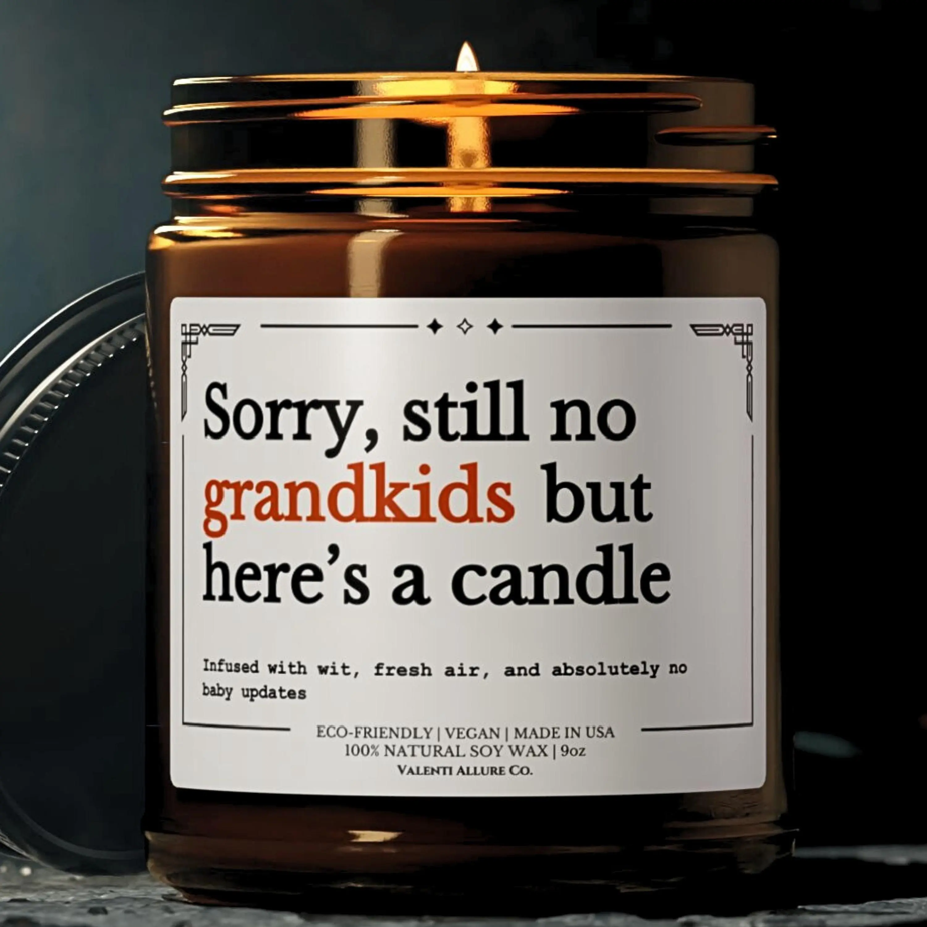 Funny Gifts Candle for Grandparents, Still No Grandkids Soy Candle, Perfect Christmas Gift, Easter Gift, or Housewarming Gift for Mom or Dad