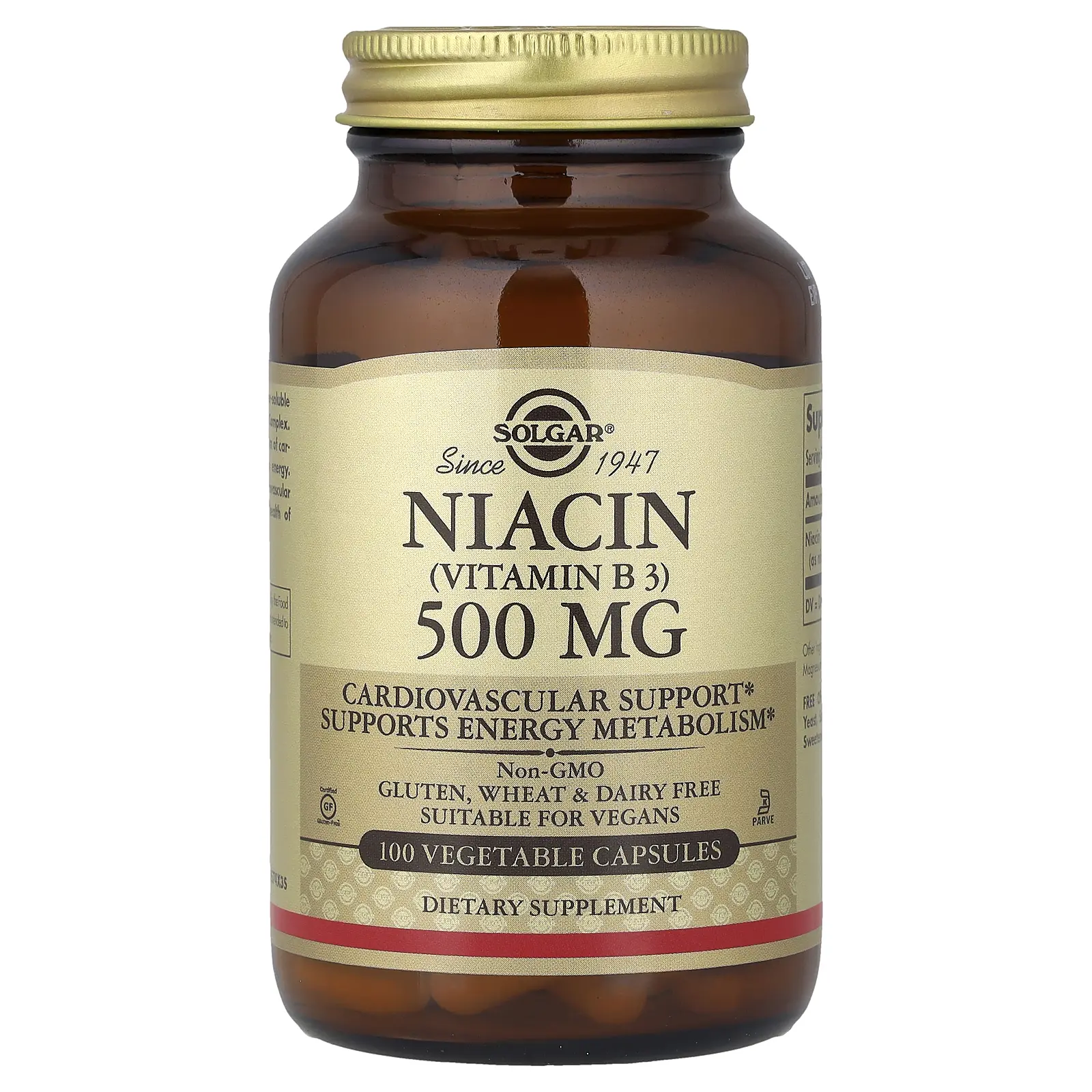 Solgar Niacin (Vitamin B 3), 500 mg, 100 Vegetable Capsules