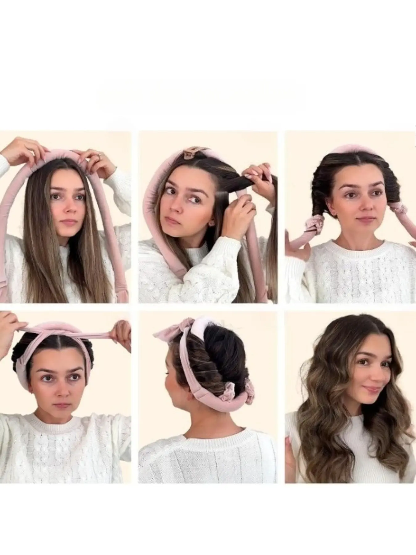 Cross-border new model non-damage hair sleep bow lazy person high-end sense soft hair styling device silk ribbon Heatless Curling Iron Heatless Hair Curler