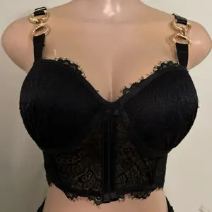 Black Lace Corset with Golden Accents for Stylish Comfort size 34-36