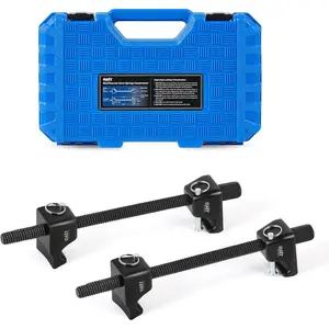 Motor Tech 2pc Macpherson Strut Spring Compressor Tool Set with 10.5" Range, Heavy Duty Coil Spring Compressor Tools with 1/2" Square Drive, 13/16" Hex Strut Compressors for Car Truck, Black