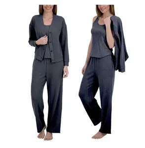 Live2Lounge Women's 3 Piece Textured Cable Knit Lounge Set (US, Alpha, Small, Regular, Regular, Navy)