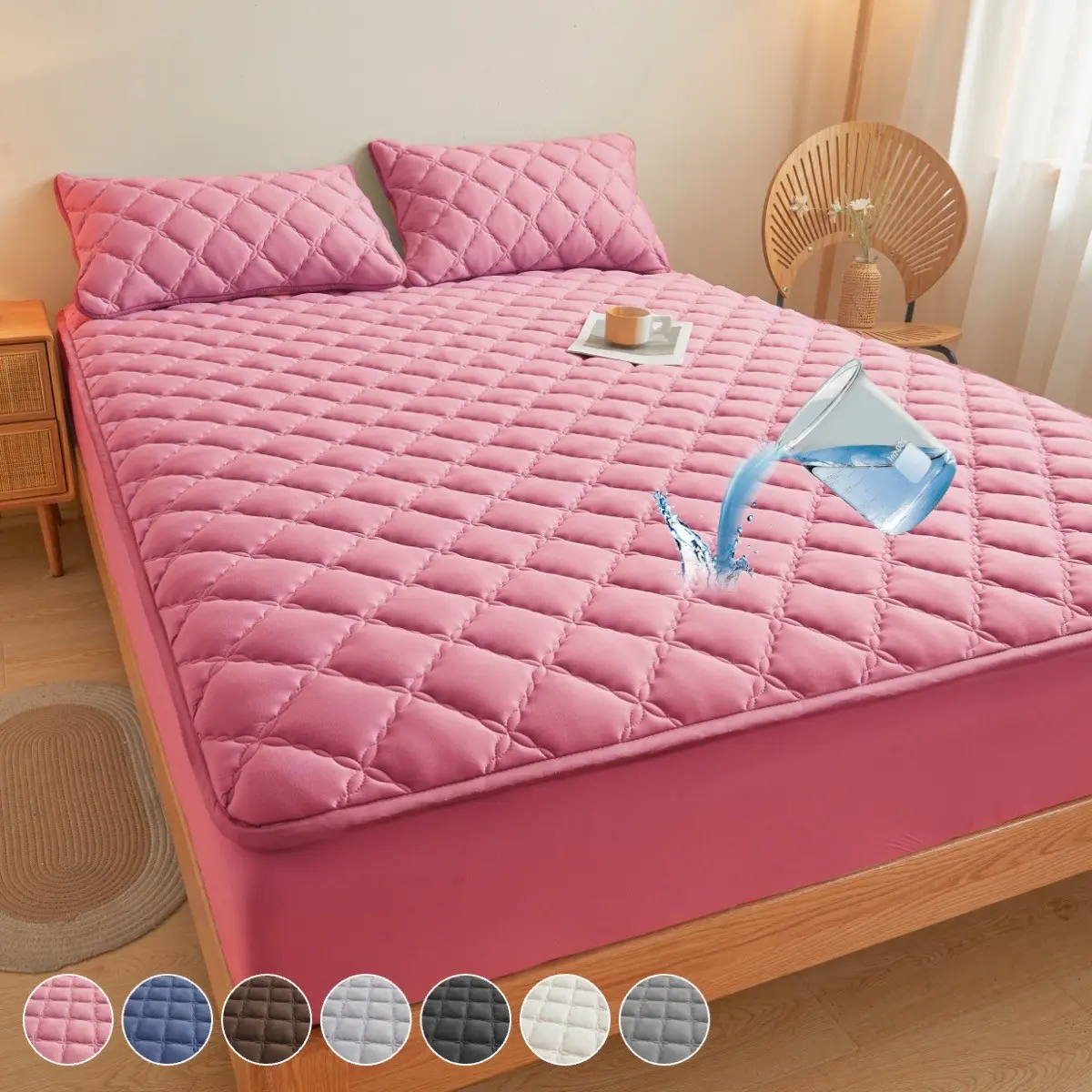 2/3PCS Waterproof Mattress Protector Set, Deep Pocket Fitted Sheet/Mattress Cover, Soft Breathable Noiseless, Machine Washable, Ideal for Kids, Pets, Elderly & Dorm, Waterproof Bed Pads, Toddler Mattress Cover