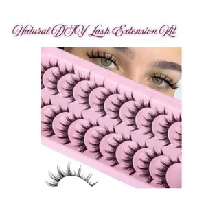 Natural DIY Lash Extension Kit – 10 Pairs Lashes, Wispy Anime False Eyelashes, Short C Curl Spiky 3D Volume Lashes for Asian & Korean Makeup, Cosplay, Natural Look