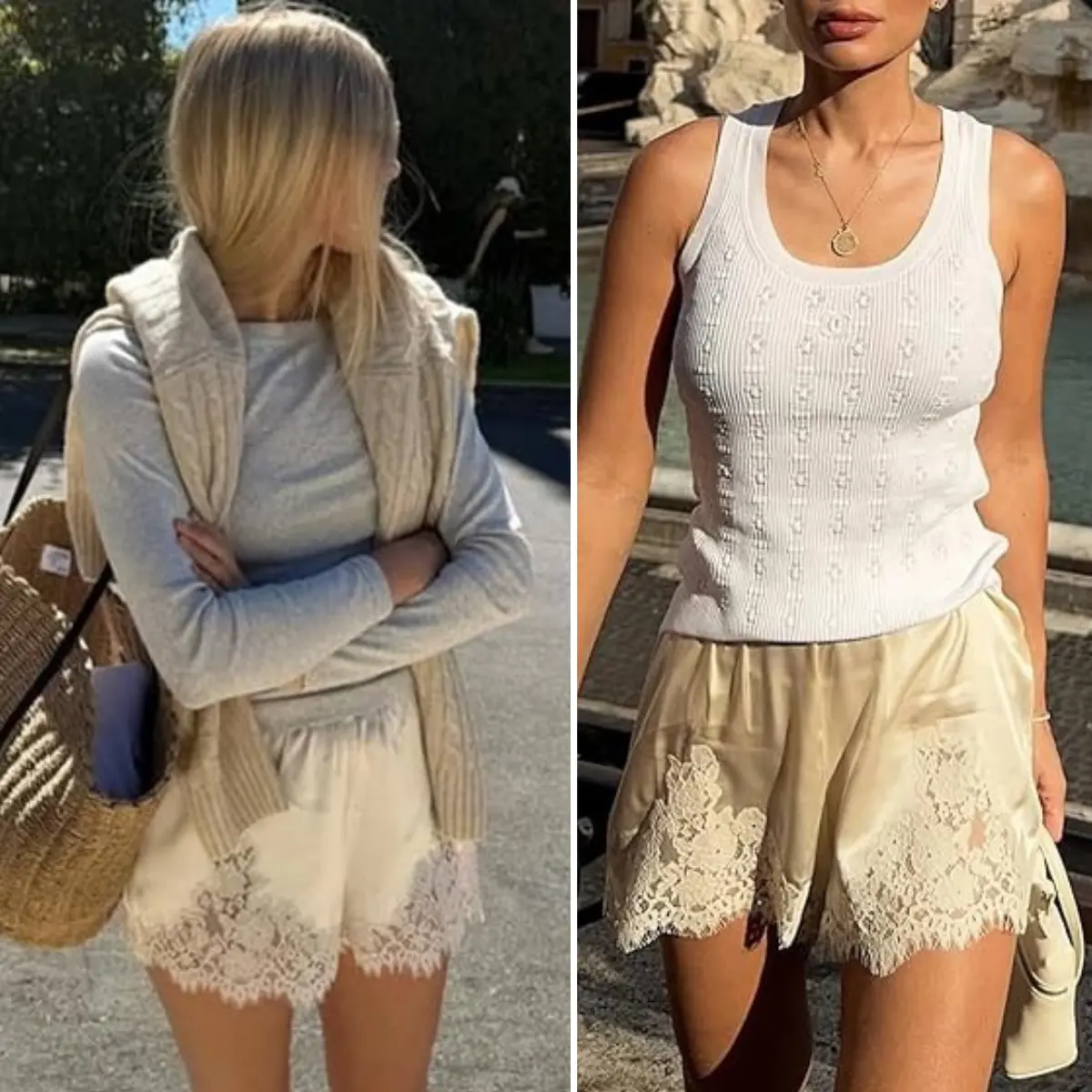 Satin Silk Lace Shorts 4th of July Holiday for Women YeeZaa Y2K