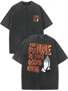 Mens Clothes;Summer Tops1 Piece, 230G Double-Sided Washed, My Future In God's Hand Printed T-Shir...fathersdaygift